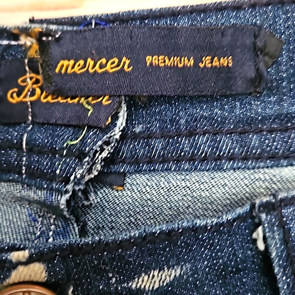 HANDMADE~EMBELLISHED "One Kind Denim" Bleached, Patched, Embroidered HIPPIE Jean - Picture 8 of 12